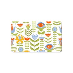 Seamless Pattern With Various Flowers Leaves Folk Motif Magnet (name Card) by BangZart