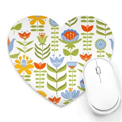 Seamless Pattern With Various Flowers Leaves Folk Motif Heart Mousepads by BangZart