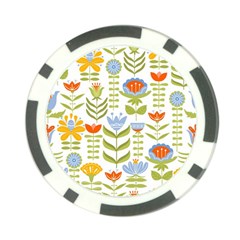 Seamless Pattern With Various Flowers Leaves Folk Motif Poker Chip Card Guard by BangZart