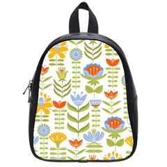 Seamless Pattern With Various Flowers Leaves Folk Motif School Bag (small) by BangZart