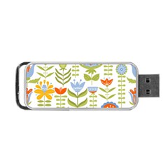 Seamless Pattern With Various Flowers Leaves Folk Motif Portable Usb Flash (two Sides) by BangZart