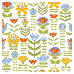 Seamless Pattern With Various Flowers Leaves Folk Motif Long Sheer Chiffon Scarf 