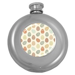 Seamless Pattern Colorful Easter Egg Flat Icons Painted Traditional Style Round Hip Flask (5 Oz) by BangZart