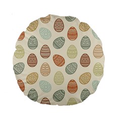 Seamless Pattern Colorful Easter Egg Flat Icons Painted Traditional Style Standard 15  Premium Round Cushions by BangZart