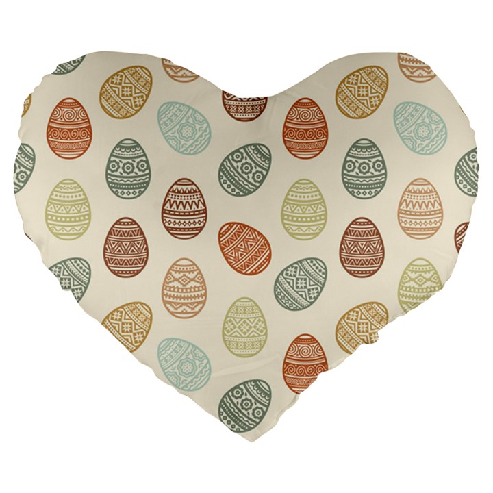 Seamless pattern colorful easter egg flat icons painted traditional style Large 19  Premium Flano Heart Shape Cushions