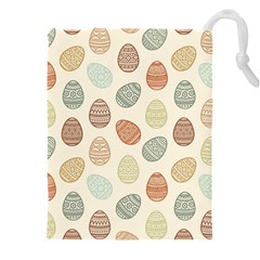 Seamless Pattern Colorful Easter Egg Flat Icons Painted Traditional Style Drawstring Pouch (4xl) by BangZart