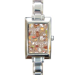 Vector Seamless Pattern With Doodle Coffee Equipment Rectangle Italian Charm Watch by BangZart