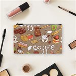 Vector seamless pattern with doodle coffee equipment Cosmetic Bag (Small) Front