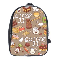 Vector Seamless Pattern With Doodle Coffee Equipment School Bag (large) by BangZart