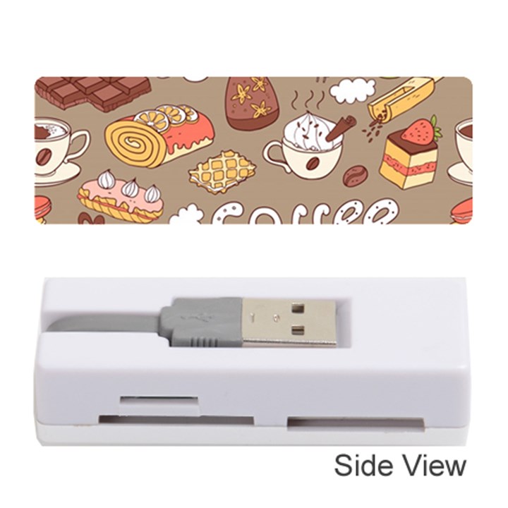 Vector seamless pattern with doodle coffee equipment Memory Card Reader (Stick)