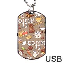 Vector Seamless Pattern With Doodle Coffee Equipment Dog Tag Usb Flash (one Side)