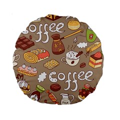 Vector Seamless Pattern With Doodle Coffee Equipment Standard 15  Premium Round Cushions by BangZart