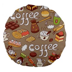 Vector Seamless Pattern With Doodle Coffee Equipment Large 18  Premium Round Cushions by BangZart