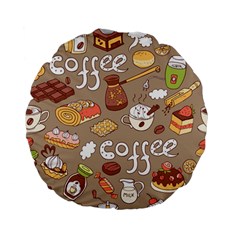 Vector Seamless Pattern With Doodle Coffee Equipment Standard 15  Premium Flano Round Cushions by BangZart