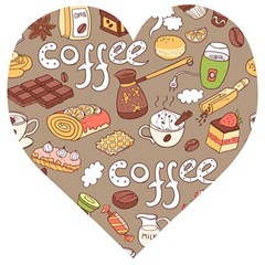 Vector Seamless Pattern With Doodle Coffee Equipment Wooden Puzzle Heart by BangZart