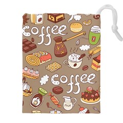 Vector Seamless Pattern With Doodle Coffee Equipment Drawstring Pouch (4xl) by BangZart