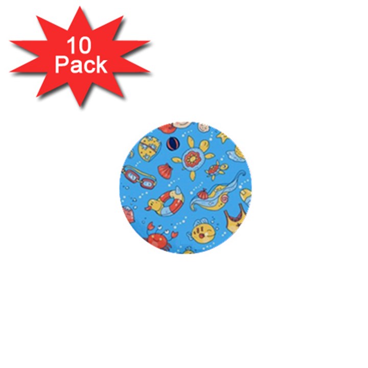 Hand drawn seamless pattern summer time 1  Mini Buttons (10 pack) 