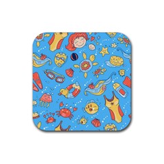 Hand Drawn Seamless Pattern Summer Time Rubber Coaster (square)  by BangZart