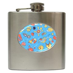 Hand Drawn Seamless Pattern Summer Time Hip Flask (6 Oz) by BangZart