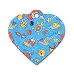 Hand drawn seamless pattern summer time Dog Tag Heart (One Side) Front