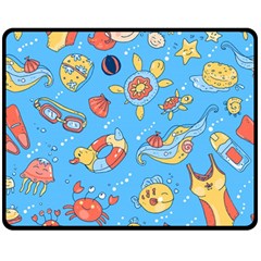 Hand Drawn Seamless Pattern Summer Time Double Sided Fleece Blanket (medium)  by BangZart