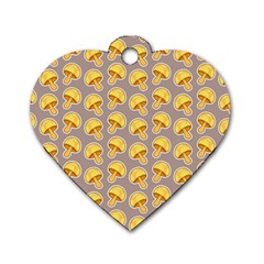 Yellow Mushroom Pattern Dog Tag Heart (two Sides) by BangZart