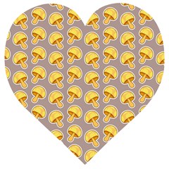 Yellow Mushroom Pattern Wooden Puzzle Heart by BangZart