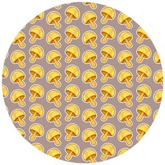 Yellow Mushroom Pattern Wooden Puzzle Round by BangZart