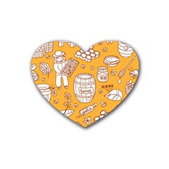 Vector Honey Element Doodle Seamless Pattern With Beehive Beeke Rubber Coaster (heart)  by BangZart