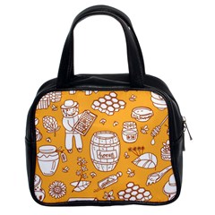 Vector Honey Element Doodle Seamless Pattern With Beehive Beeke Classic Handbag (two Sides) by BangZart