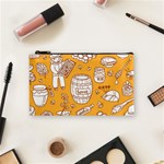 Vector honey element doodle seamless pattern with beehive beeke Cosmetic Bag (Small) Front