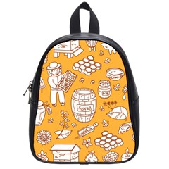 Vector Honey Element Doodle Seamless Pattern With Beehive Beeke School Bag (small) by BangZart