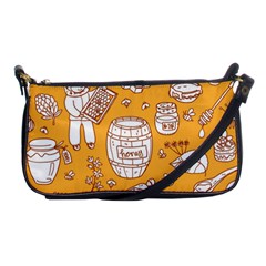 Vector Honey Element Doodle Seamless Pattern With Beehive Beeke Shoulder Clutch Bag by BangZart