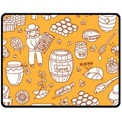 Vector Honey Element Doodle Seamless Pattern With Beehive Beeke Fleece Blanket (medium)  by BangZart