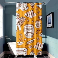 Vector Honey Element Doodle Seamless Pattern With Beehive Beeke Shower Curtain 36  X 72  (stall)  by BangZart