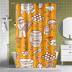 Vector Honey Element Doodle Seamless Pattern With Beehive Beeke Shower Curtain 48  X 72  (small)  by BangZart