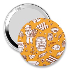 Vector Honey Element Doodle Seamless Pattern With Beehive Beeke 3  Handbag Mirrors by BangZart