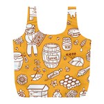 Vector honey element doodle seamless pattern with beehive beeke Full Print Recycle Bag (L) Back