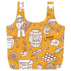 Vector Honey Element Doodle Seamless Pattern With Beehive Beeke Full Print Recycle Bag (xl) by BangZart