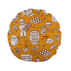 Vector Honey Element Doodle Seamless Pattern With Beehive Beeke Standard 15  Premium Flano Round Cushions by BangZart