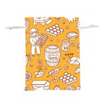 Vector honey element doodle seamless pattern with beehive beeke Lightweight Drawstring Pouch (L) Front