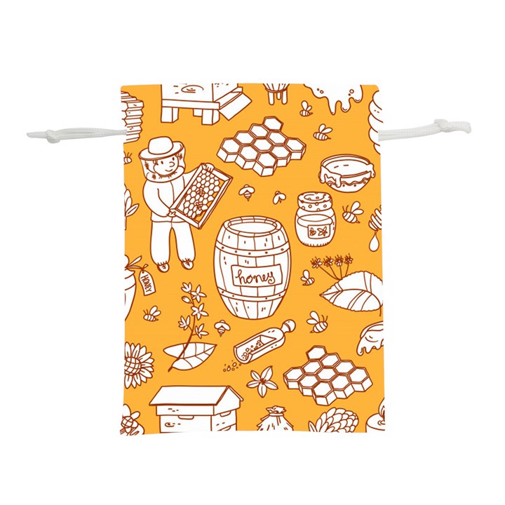 Vector honey element doodle seamless pattern with beehive beeke Lightweight Drawstring Pouch (L)