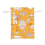 Vector honey element doodle seamless pattern with beehive beeke Lightweight Drawstring Pouch (L) Back