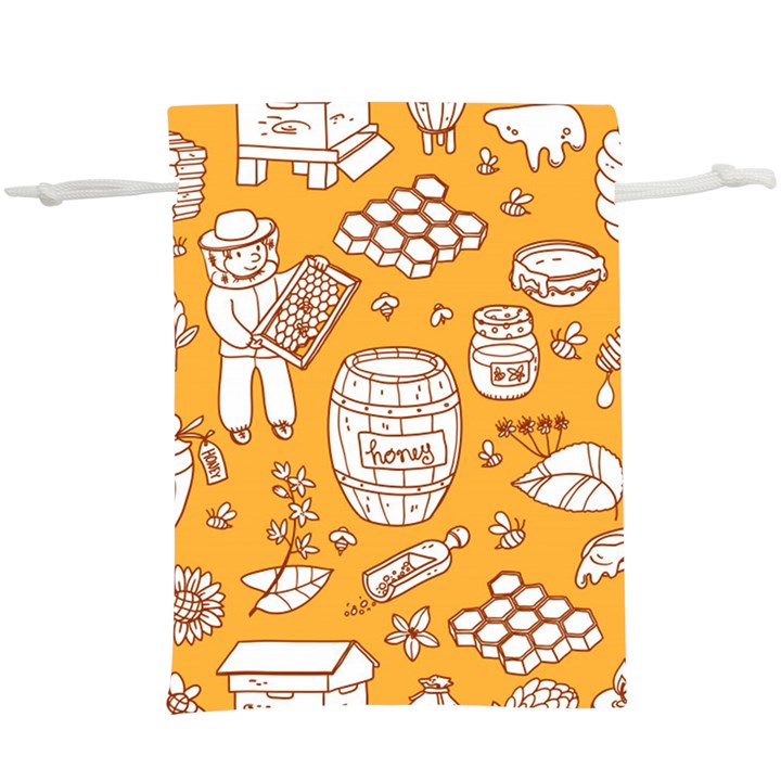 Vector honey element doodle seamless pattern with beehive beeke  Lightweight Drawstring Pouch (XL)