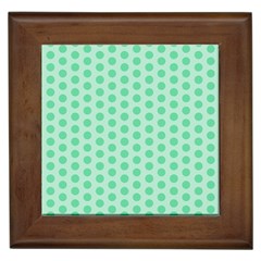 Polka Dots Mint Green, Pastel Colors, Retro, Vintage Pattern Framed Tile by Casemiro