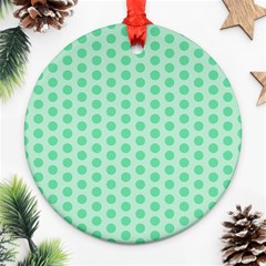 Polka Dots Mint Green, Pastel Colors, Retro, Vintage Pattern Ornament (round) by Casemiro