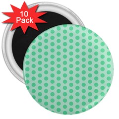 Polka Dots Mint Green, Pastel Colors, Retro, Vintage Pattern 3  Magnets (10 Pack)  by Casemiro