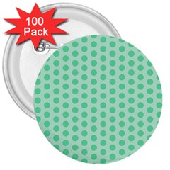 Polka Dots Mint Green, Pastel Colors, Retro, Vintage Pattern 3  Buttons (100 Pack)  by Casemiro