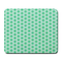 Polka Dots Mint Green, Pastel Colors, Retro, Vintage Pattern Large Mousepads by Casemiro