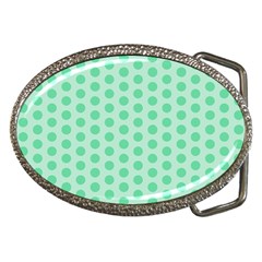 Polka Dots Mint Green, Pastel Colors, Retro, Vintage Pattern Belt Buckles by Casemiro